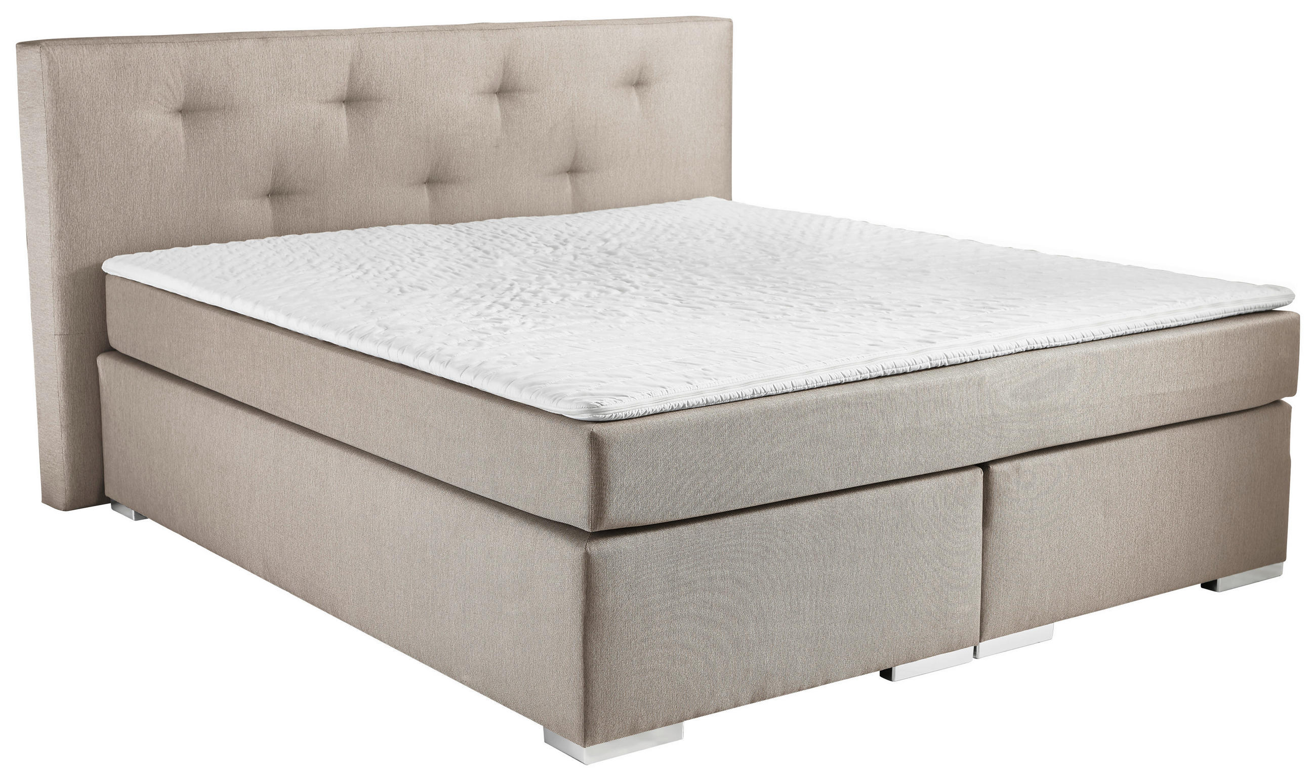 BOXSPRINGBETT 180/200 cm in Beige - Chromfarben/Beige, KONVENTIONELL, Kunststoff/Textil (180/200cm) - Carryhome