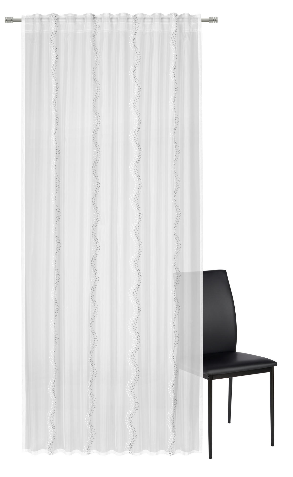HOTOVÝ ZÁVĚS, poloprůhledné, 140/245 cm - šedá/bílá, Konvenční, textil (140/245cm) - Esposa