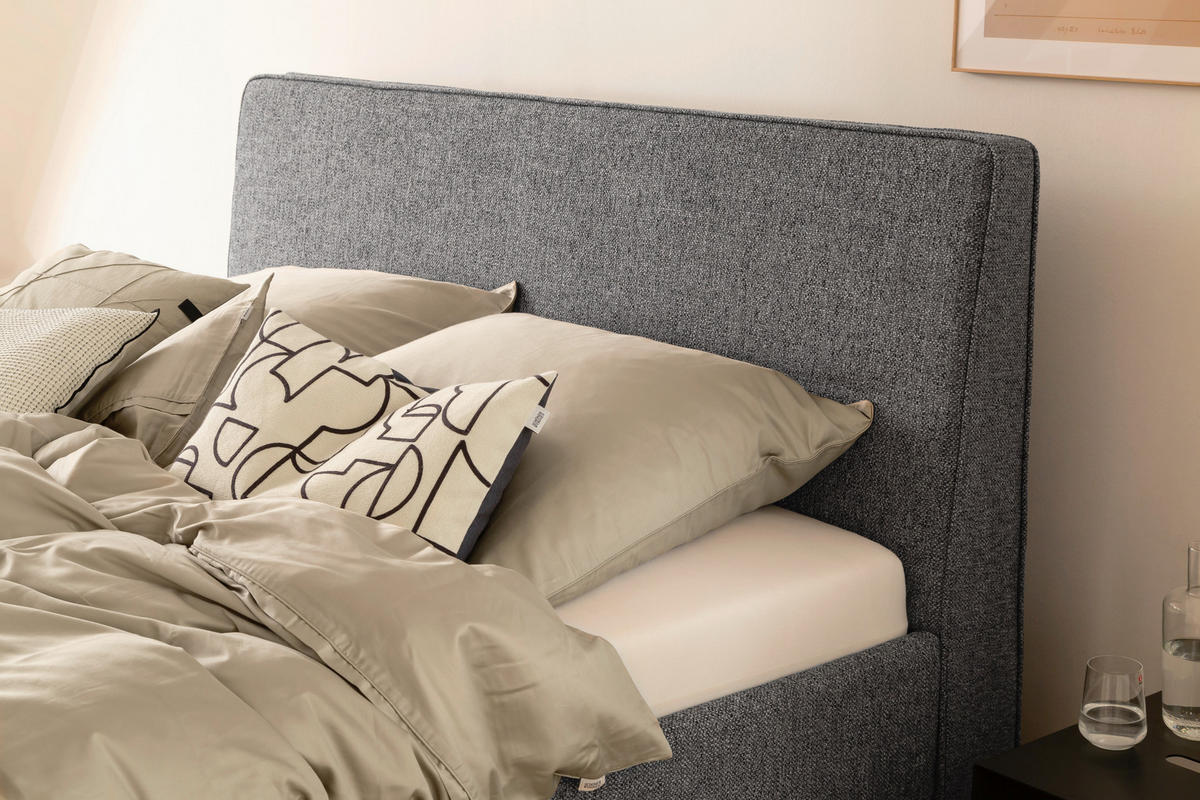 POLSTERBETT Lattenrost, Bettkasten Grau 180/200 cm  - Birkefarben/Buchefarben, Design, Holz/Textil (180/200cm) - Schöner Wohnen