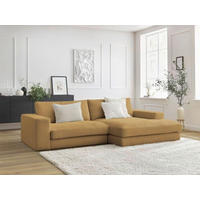 ECKSOFA  LEONARD Gelb Cord  - Gelb/Schwarz, MODERN, Kunststoff/Textil (274/159cm)