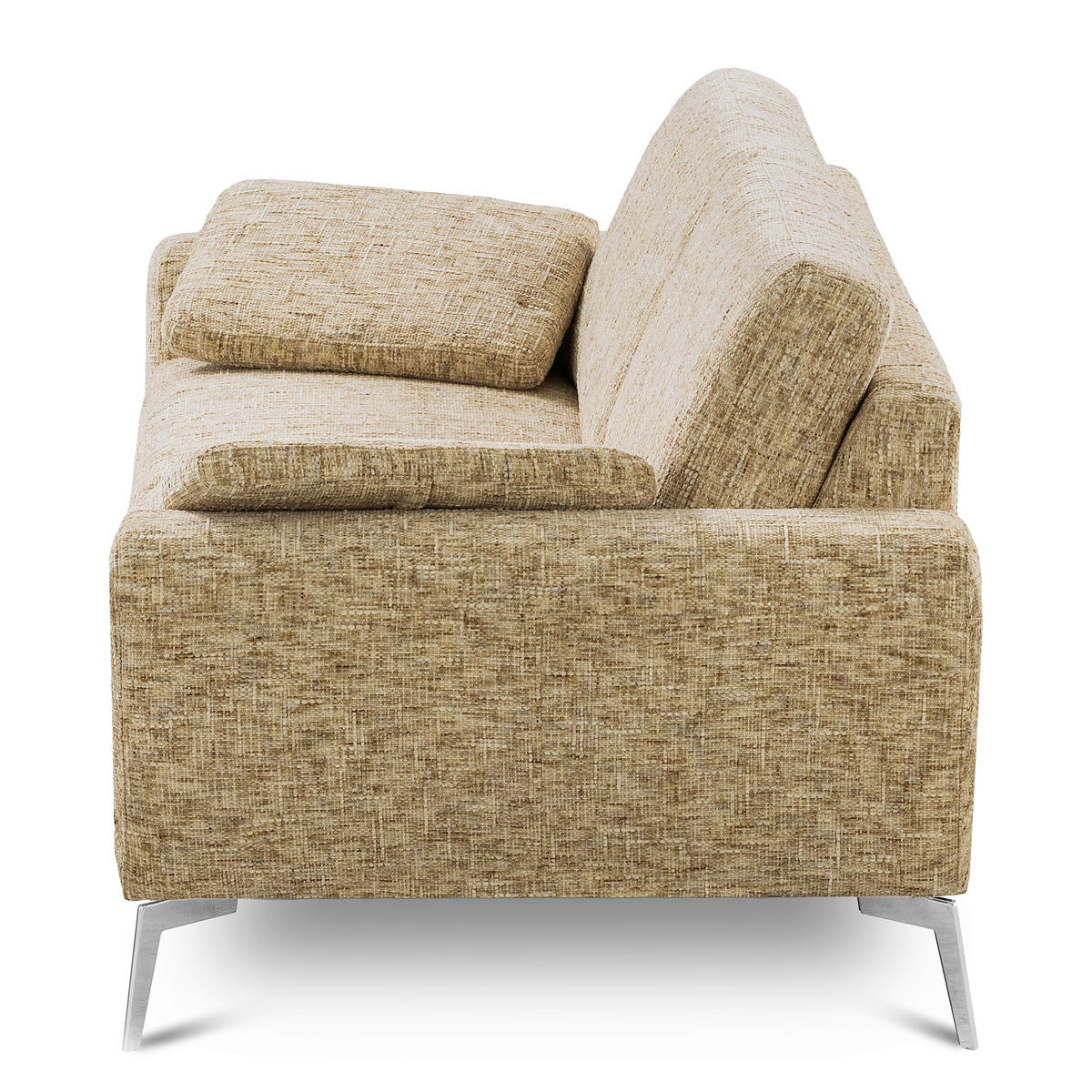 3-SITZER-SOFA SPRING in Webstoff Hellbraun Modern  - Chromfarben/Hellbraun, Design, Textil/Metall (187/85/92cm) - Livetastic
