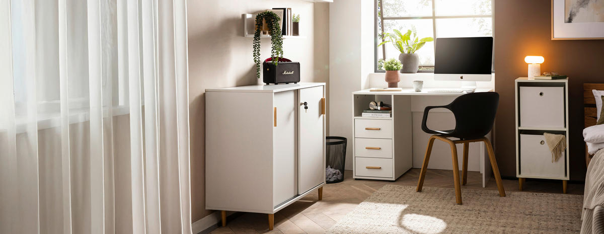 SCHREIBTISCH 109/58/74 cm  in Weiß  - Weiß, MODERN, Holz/Holzwerkstoff (109/58/74cm) - Livetastic
