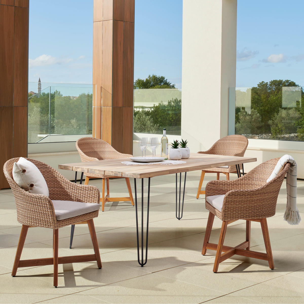 GARTENSESSEL Akazie Stahl Hellbraun  - Hellbraun, MODERN, Holz/Kunststoff (62/86/64cm) - Ambia Garden