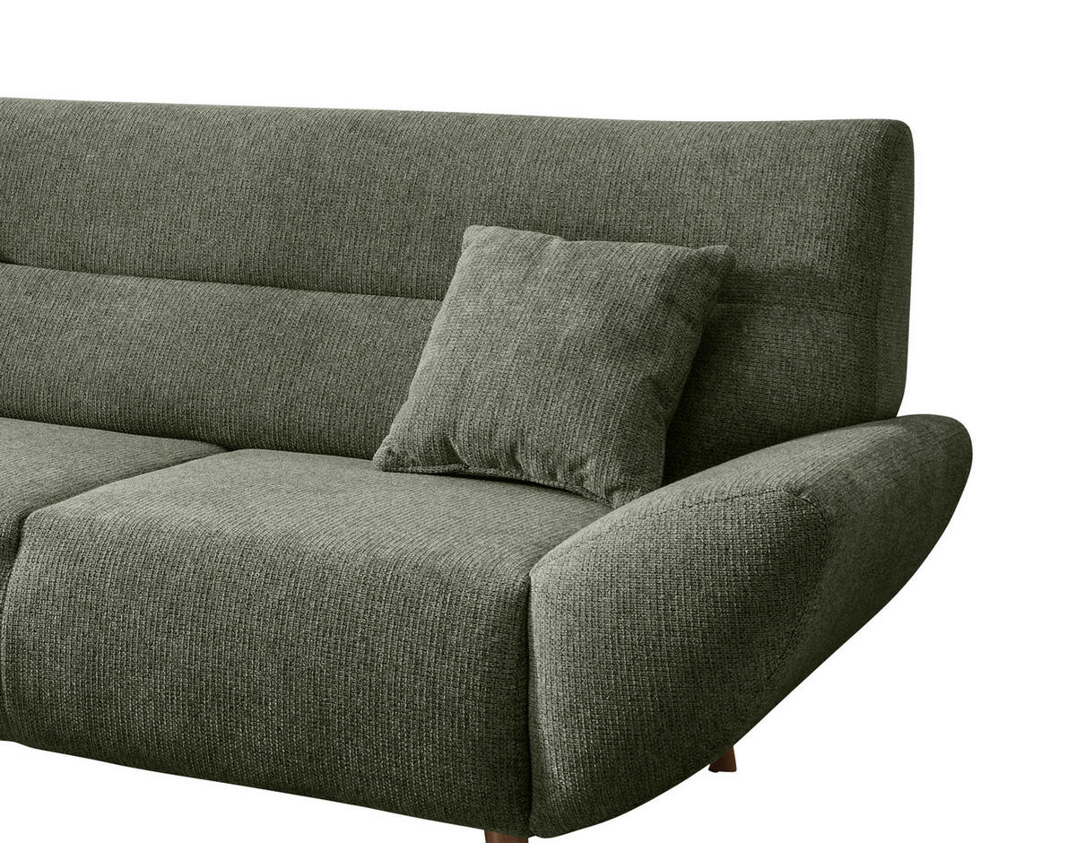 ECKSOFA in Chenille Dunkelgrün  - Wildeiche/Dunkelgrün, Modern, Holz/Textil (166/290cm) - MID.YOU