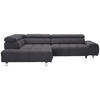 ECKSOFA in Velours Dunkelgrau  201/295 cm  - Dunkelgrau/Silberfarben, Design, Textil/Metall (201/295cm) - Hom`in