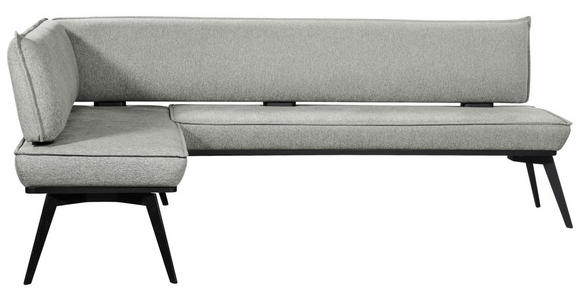 ECKBANK 165/235 cm Webstoff Schwarz, Hellgrau Buche massiv   - Hellgrau/Schwarz, Basics, Holz/Textil (165/235cm) - Carryhome