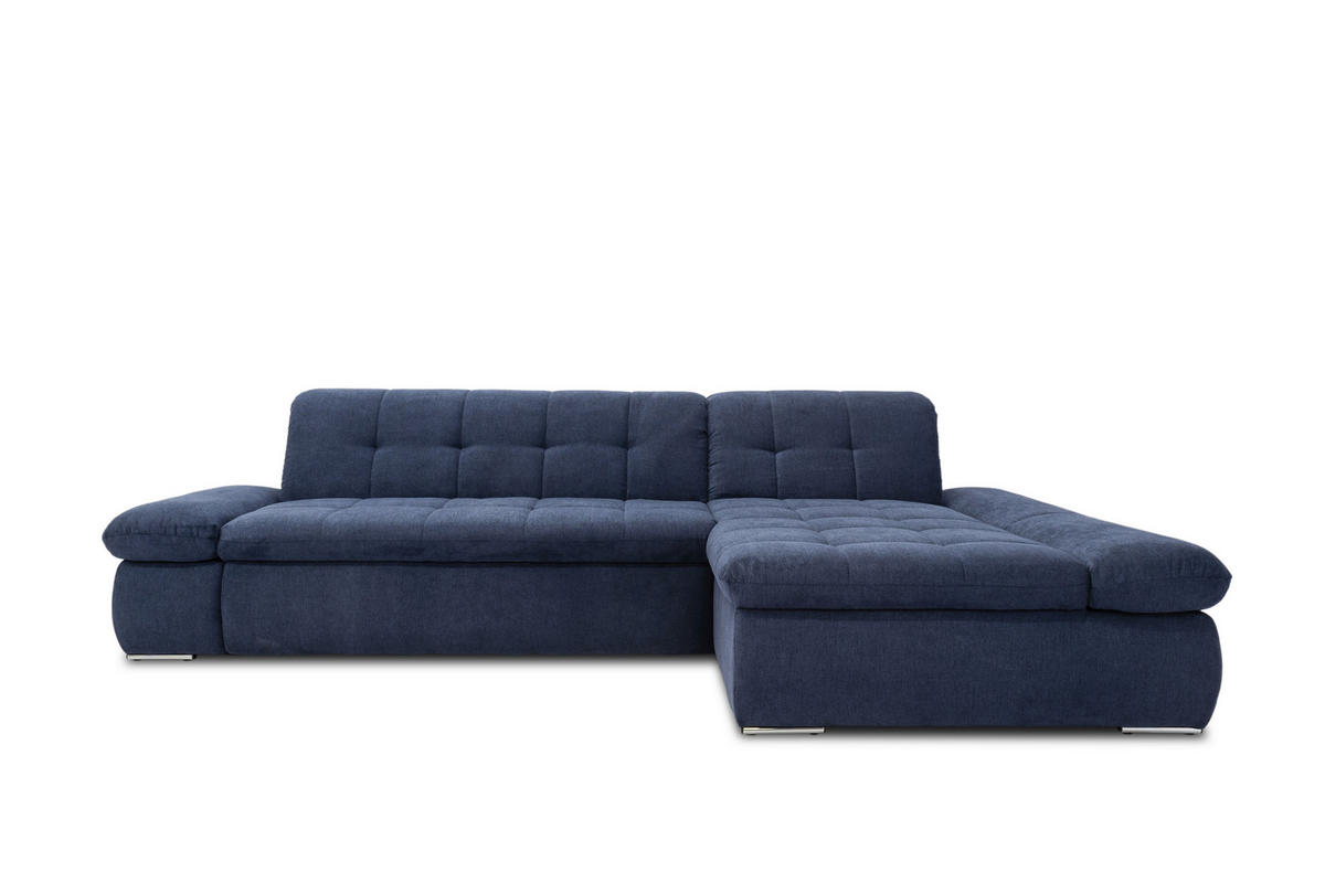 ECKSOFA in Mikrofaser Dunkelblau  300/172 cm  - Chromfarben/Dunkelblau, KONVENTIONELL, Textil/Metall (300/172cm) - MID.YOU