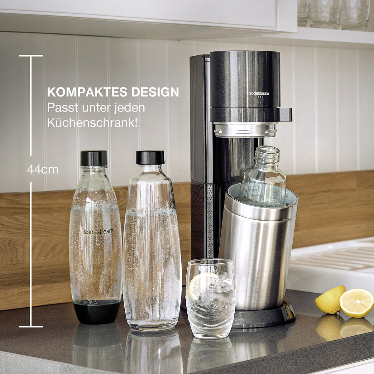 WASSERSPRUDLER Duo Titan Mega-Pack  - Titanfarben, KONVENTIONELL, Glas/Kunststoff (44cm) - SodaStream