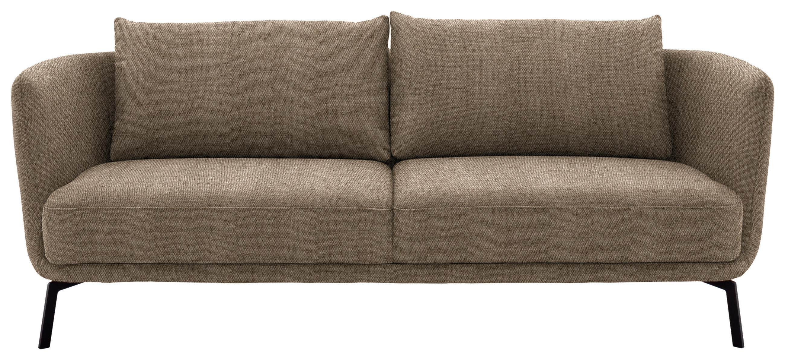 3-SITZER-SOFA Flachgewebe Hellbraun  - Hellbraun/Schwarz, Design, Textil/Metall (210/71/91cm) - Schöner Wohnen