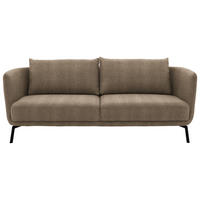 3-SITZER-SOFA  in Flachgewebe Hellbraun  - Hellbraun/Schwarz, Design, Textil/Metall (210/71/91cm) - Schöner Wohnen