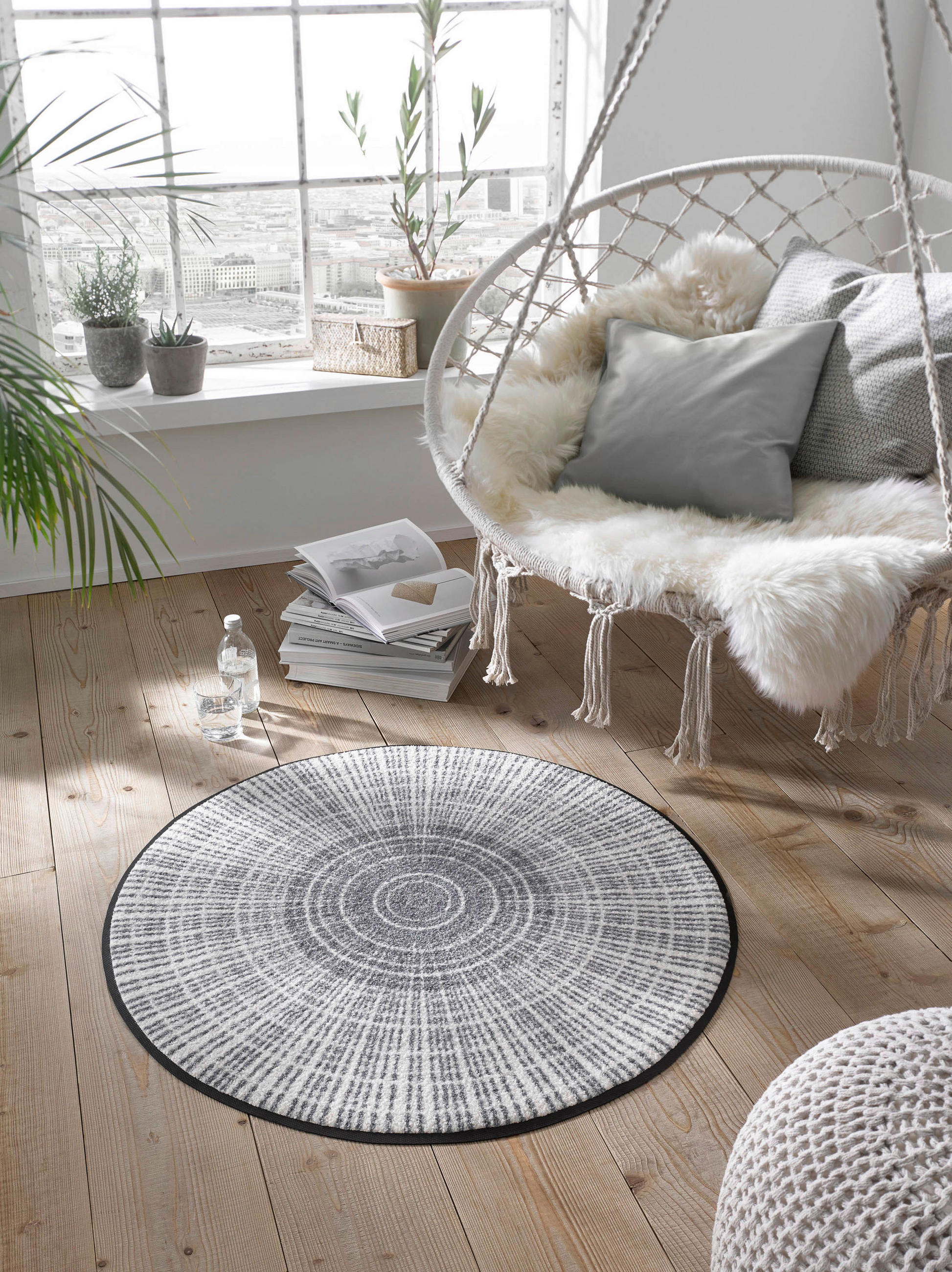 FLACHWEBETEPPICH 85 cm Cascara Grey Grau  - Grau, KONVENTIONELL, Kunststoff/Textil (85cm) - wash+dry