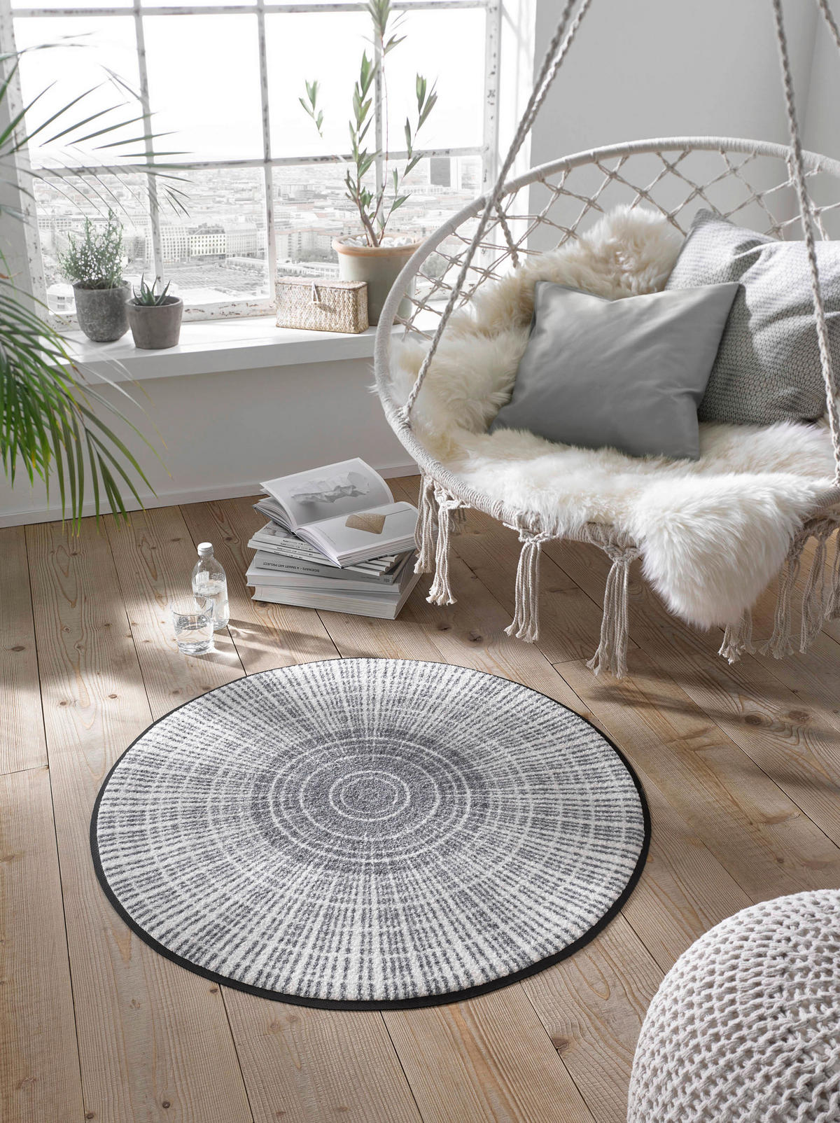 FLACHWEBETEPPICH 85 cm Cascara Grey Grau  - Grau, KONVENTIONELL, Kunststoff/Textil (85cm) - wash+dry
