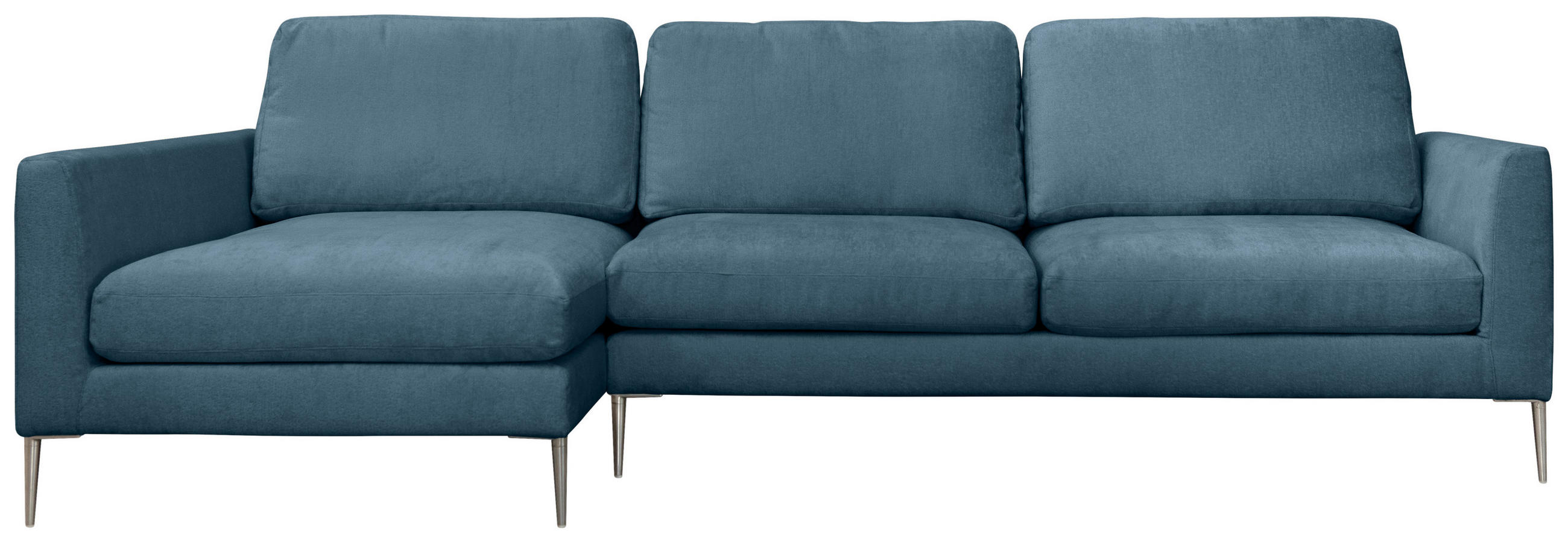 ECKSOFA Blau Chenille  - Blau/Silberfarben, KONVENTIONELL, Textil/Metall (143/284cm) - Carryhome