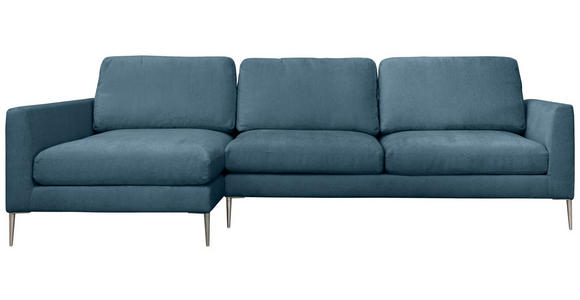 ECKSOFA Blau Chenille  - Blau/Silberfarben, KONVENTIONELL, Textil/Metall (143/284cm) - Carryhome