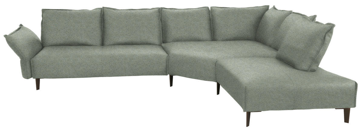 ECKSOFA in Webstoff Salbeigrün  - Salbeigrün/Schwarz, Modern, Textil/Metall (340/272cm) - W.Schillig