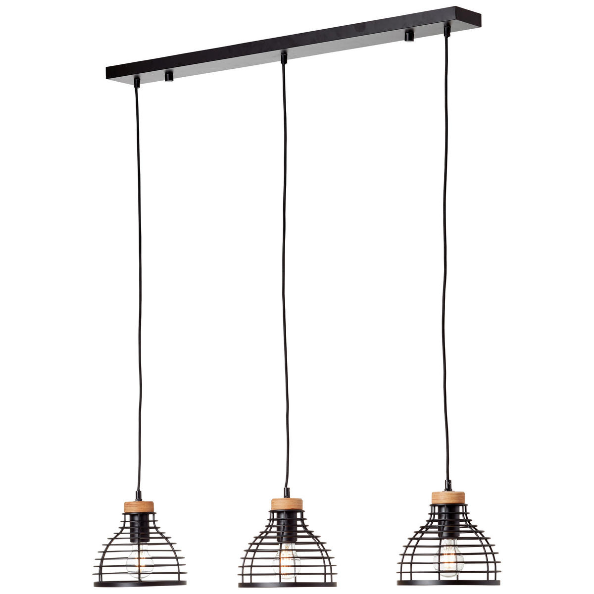 PENDELLEUCHTE 100/25/120 cm    - Schwarz, Natur, Holz/Metall (100/25/120cm) - Brilliant