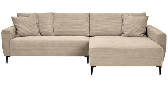 ECKSOFA Beige Cord  - Beige/Schwarz, Design, Textil/Metall (283/174cm) - Xora