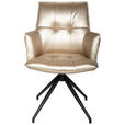ARMLEHNSTUHL  in Eisen Lederlook  - Champagner/Schwarz, Design, Textil/Metall (59/89,5/63cm) - Novel