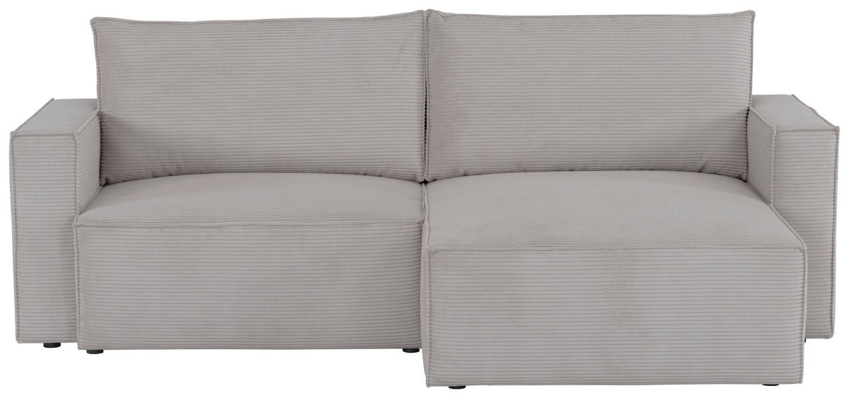 ECKSOFA Grau Feincord  - Schwarz/Grau, KONVENTIONELL, Kunststoff/Textil (242/151cm) - Carryhome