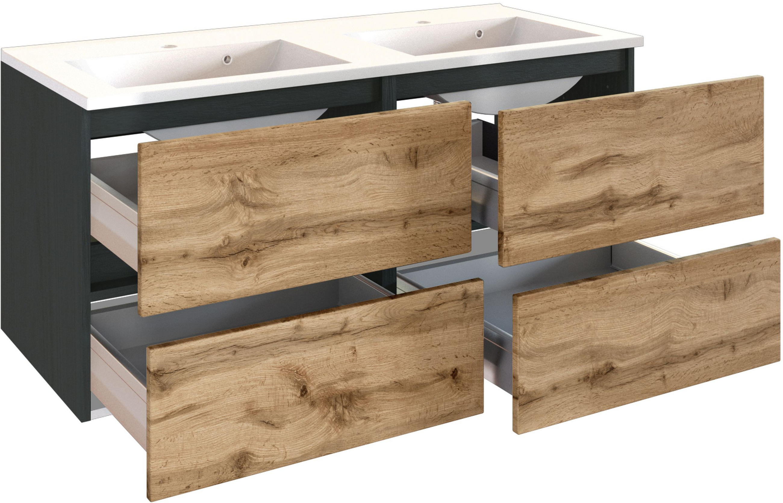 WASCHTISCHKOMBI 120 cm  - Eiche Wotan/Weiß, Design, Holzwerkstoff/Stein (120cm) - Held