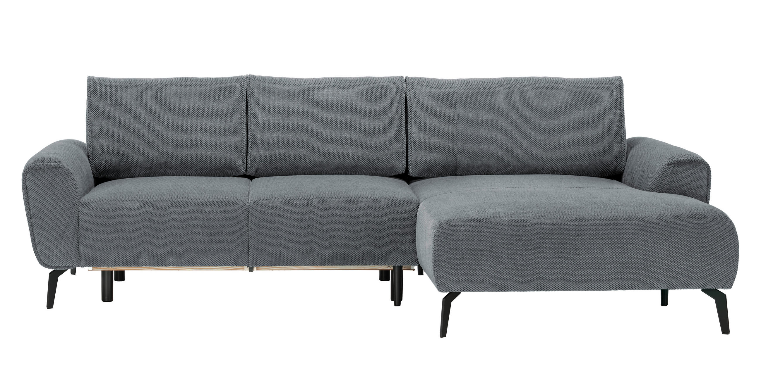 ECKSOFA in Webstoff Grau  - Schwarz/Grau, Design, Textil/Metall (272/170cm) - Welnova