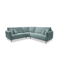 ECKSOFA Cord Hellblau  - Schwarz/Hellblau, Design, Textil/Metall (256/256cm) - Livetastic