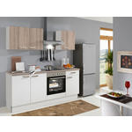 KÜCHENBLOCK 200 cm   in Weiß, Eichefarben  - Edelstahlfarben/Eichefarben, KONVENTIONELL, Holzwerkstoff/Metall (200cm) - Xora