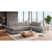 WOHNLANDSCHAFT MERCY Taupe Mikrovelours  - Taupe/Schwarz, MODERN, Kunststoff/Textil (169/348/245cm) - MID.YOU