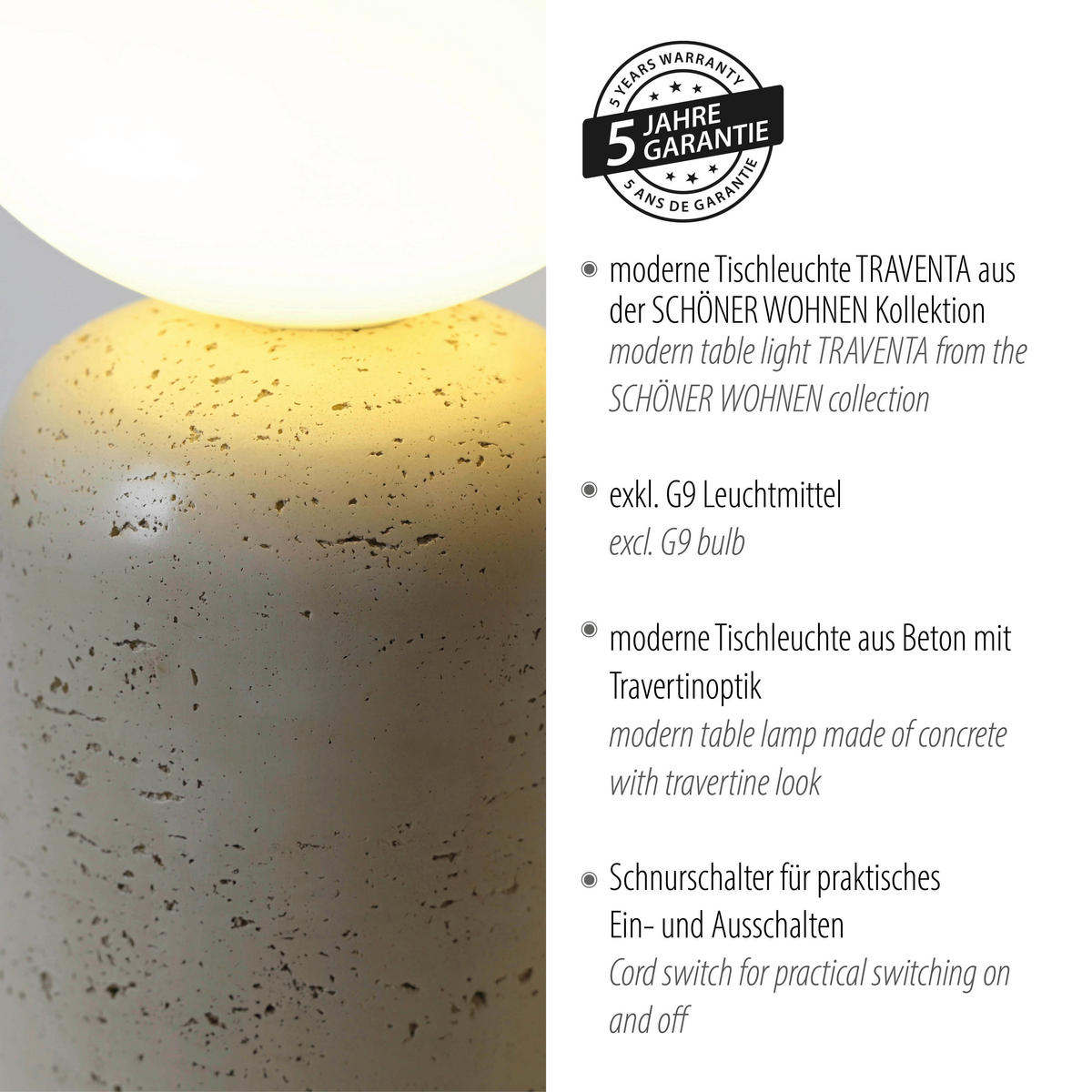 LED-TISCHLEUCHTE SW TRAVENTA 14/14/35 cm   - Creme, Design, Glas/Kunststoff (14/14/35cm) - Schöner Wohnen