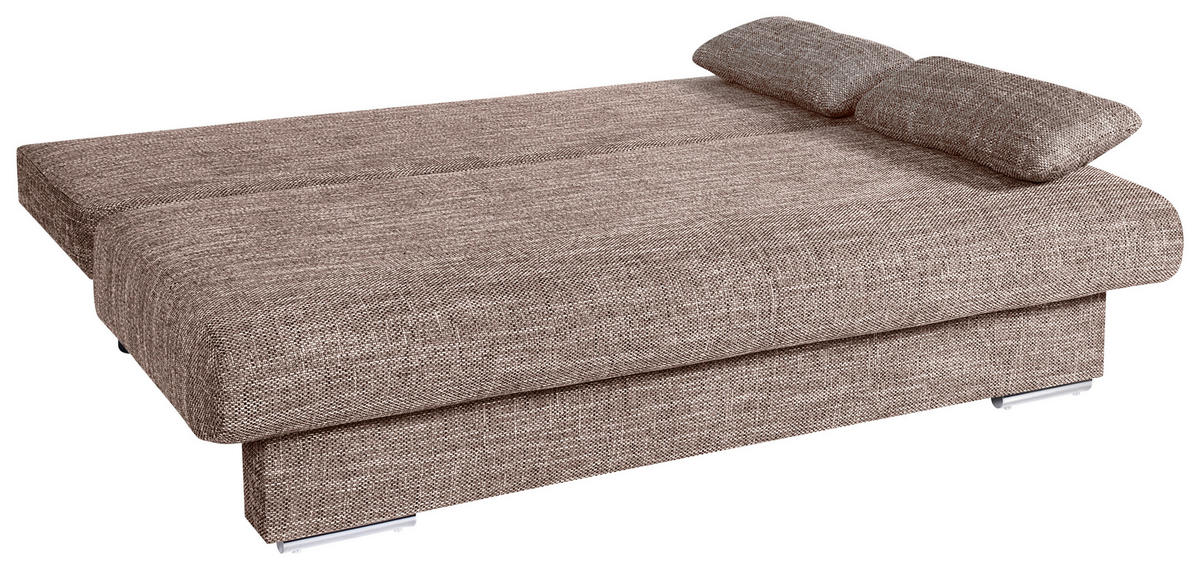 SCHLAFSOFA  mit Liegefunktion, Rücken echt Webstoff Cappuccino  - Chromfarben/Schwarz, Design, Kunststoff/Textil (193/85/86cm) - P & B