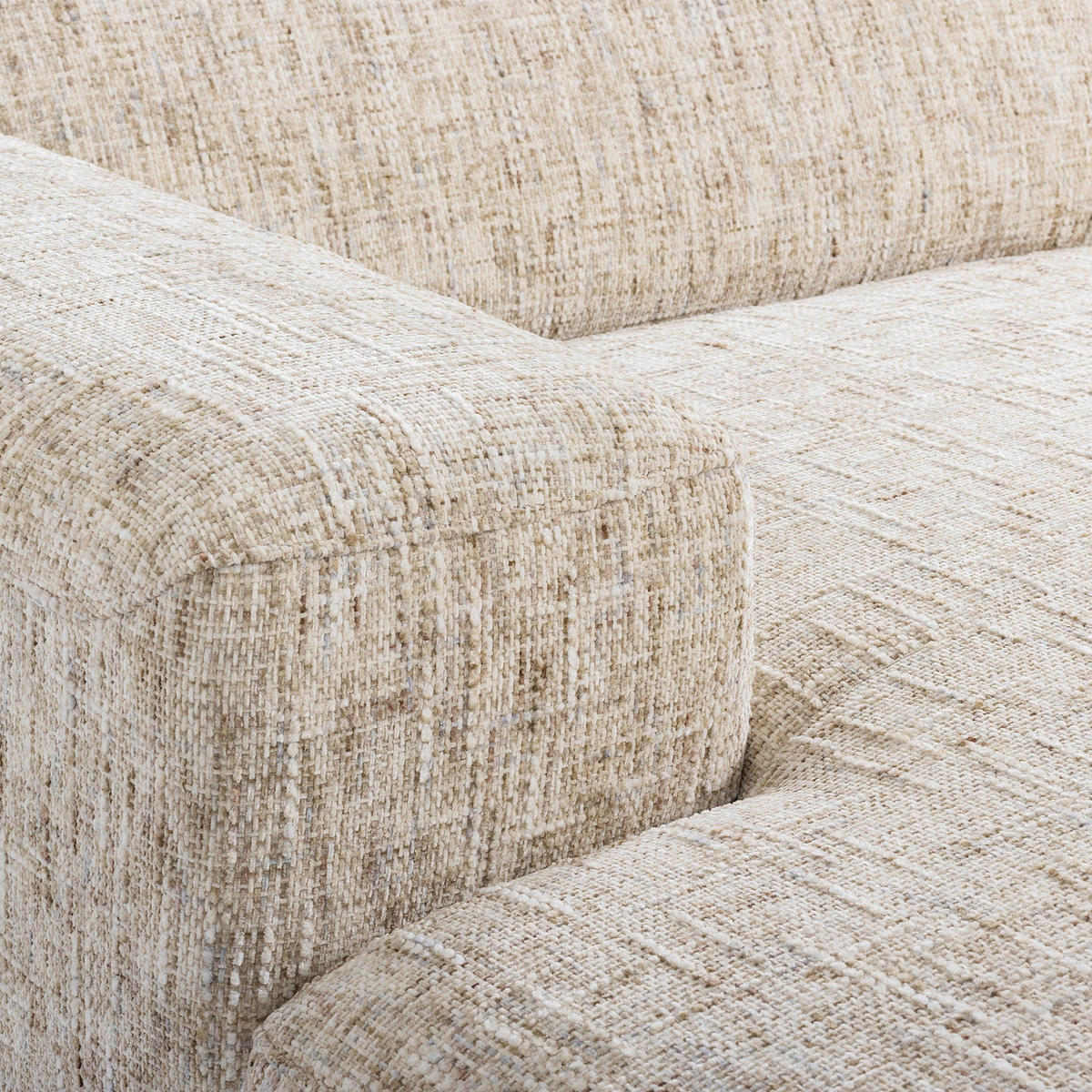 ECKSOFA PORTLAND in Struktur Beige Kopfteilverstellung  187/295 cm  - Chromfarben/Beige, Design, Holz/Textil (187/295cm) - Livetastic