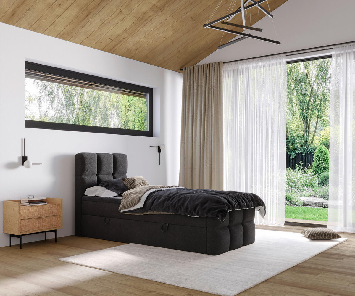 BOXBETT 90/200 cm  in Schwarz  - Schwarz, Design, Holzwerkstoff/Kunststoff (90/200cm) - Xora