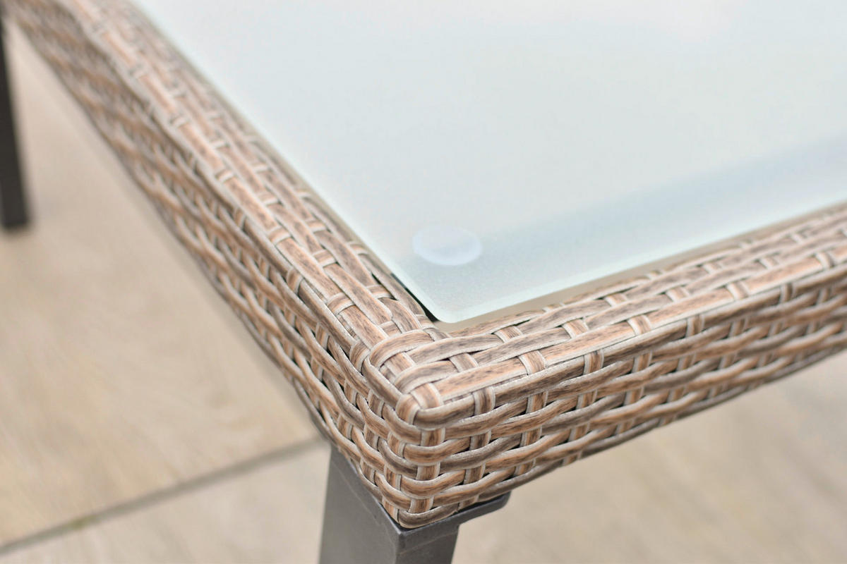 LOUNGEGARNITUR  200/200 cm  Aluminium  - Beige, MODERN, Glas/Kunststoff (200/200cm) - Gardenson