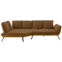ECKSOFA 169/320 cm  in Flachgewebe Goldfarben Nierenkissen, Rücken echt, Sitztiefenverstellung  169/320 cm  - Goldfarben/Schwarz, Design, Textil/Metall (169/320cm) - Moderano