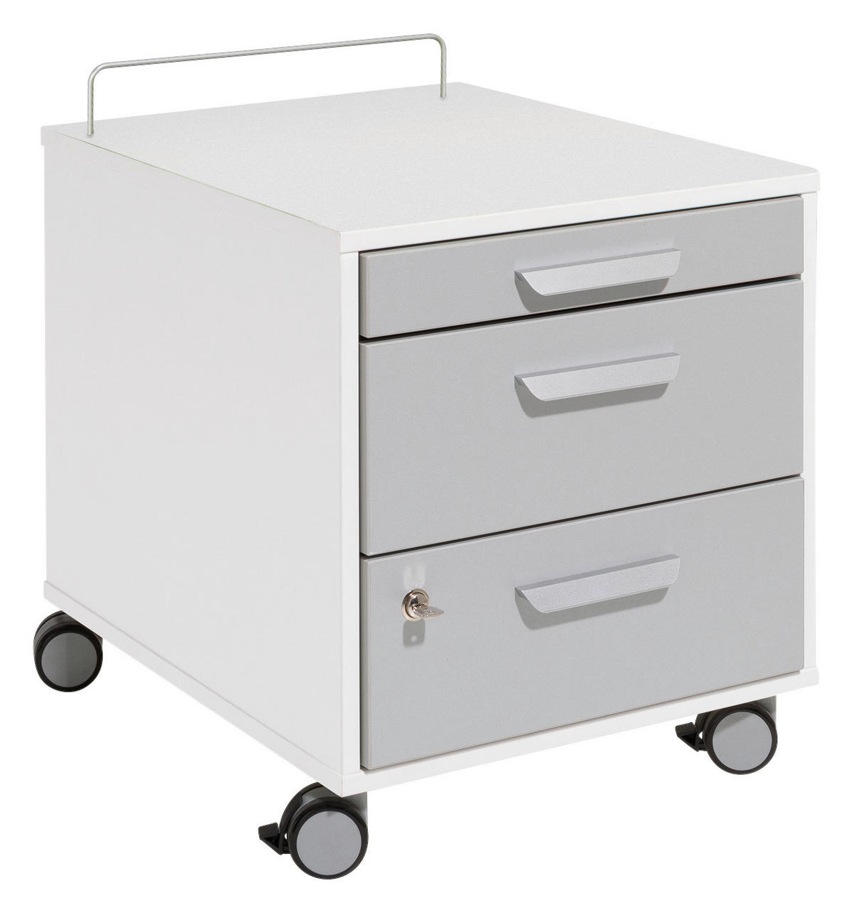 ROLLCONTAINER 44,4/49/54,2/54,7 cm  - Weiss/Silberfarben, Design, Holzwerkstoff/Kunststoff (44,4/49/54,2/54,7cm) - Paidi