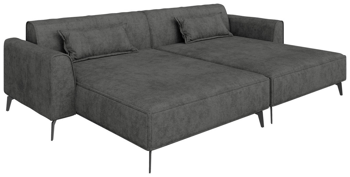 BIGSOFA  in Chenille Dunkelgrau  - Hellbraun/Dunkelgrau, MODERN, Textil/Metall (300/80/190cm) - Carryhome