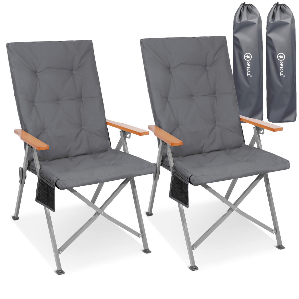 CAMPINGSESSEL-SET - Silberfarben/Grau, Basics, Textil/Metall (54/102/71cm) - Modante