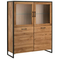 HIGHBOARD  in 115/138/39 cm  - Wildeiche/Schwarz, Design, Glas/Holz (115/138/39cm) - Linea Natura
