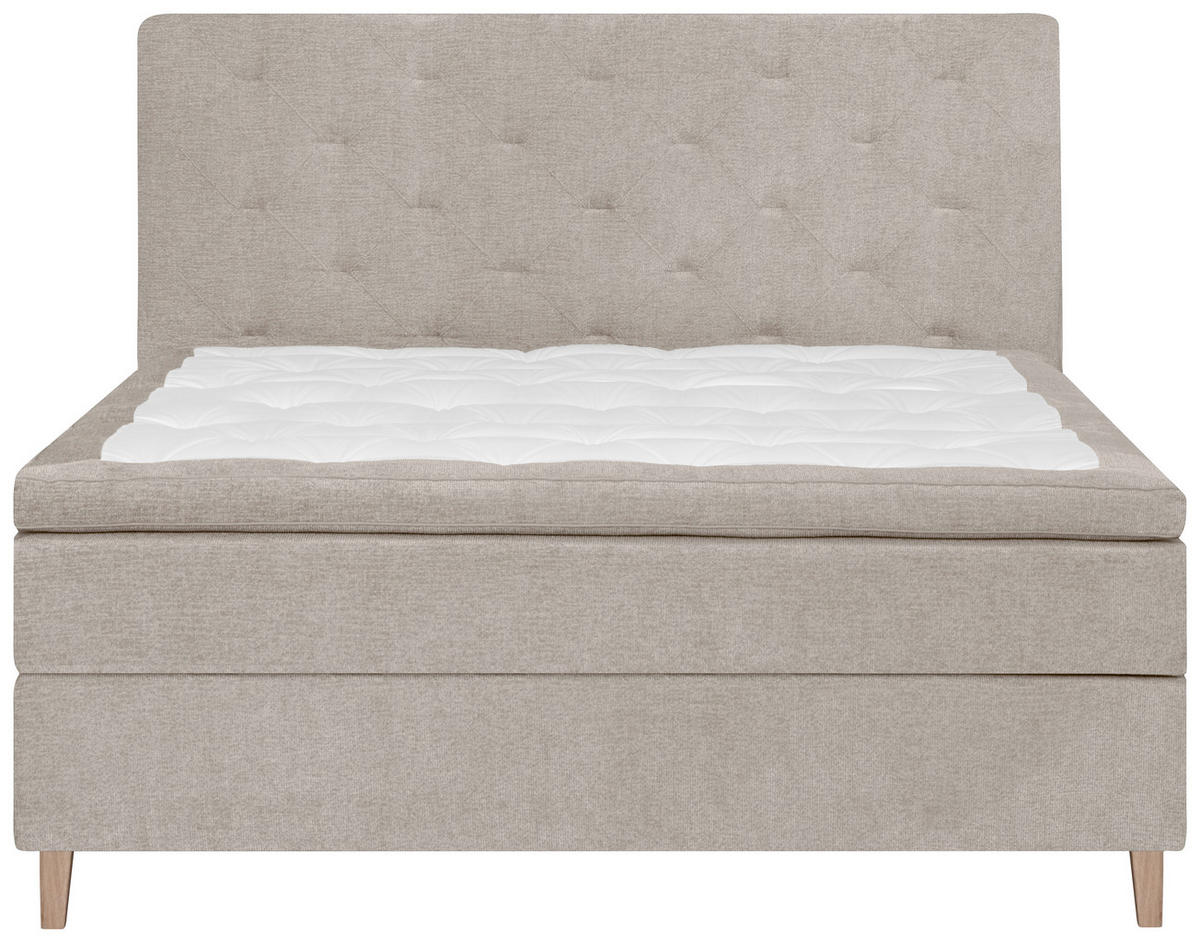 BOXSPRINGBETT 180/200 cm  in Beige  - Eichefarben/Beige, Konventionell, Holz/Textil (180/200cm) - Welnova