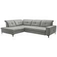 ECKSOFA in Chenille Hellgrau  240/308 cm  - Hellgrau/Schwarz, Design, Textil/Metall (240/308cm) - Xora