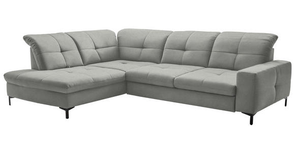 ECKSOFA in Chenille Hellgrau 240/308 cm - Hellgrau/Schwarz, Design, Textil/Metall (240/308cm) - Xora