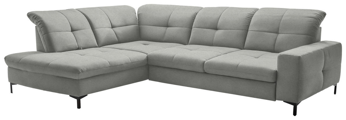 ECKSOFA in Chenille Hellgrau  240/308 cm  - Hellgrau/Schwarz, Design, Textil/Metall (240/308cm) - Xora