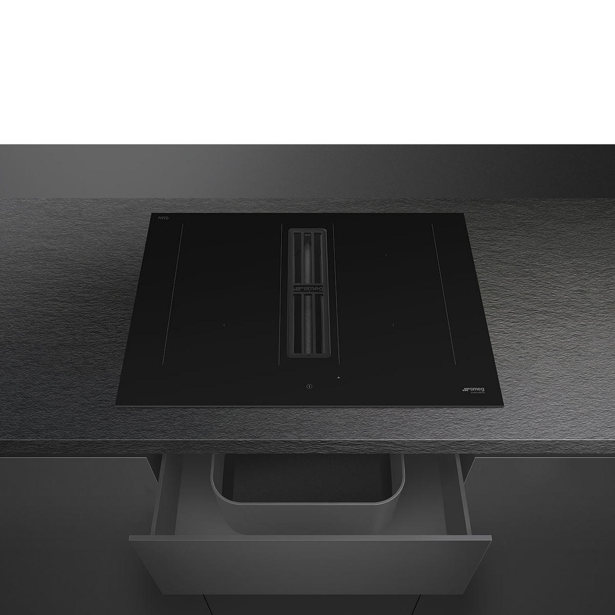 KOCHFELD-DUNSTABZUG-KOMBI HOBD472D  - Schwarz, Basics, Glas/Metall (70/23/52cm) - SMEG