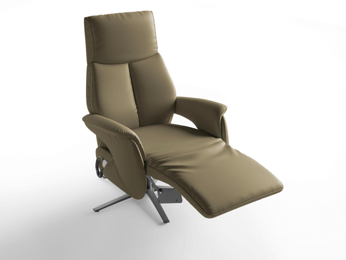 RELAXSESSEL Leder Olivgrün  - Schwarz/Olivgrün, Basics, Leder/Metall (75/110/85cm) - Sit & More