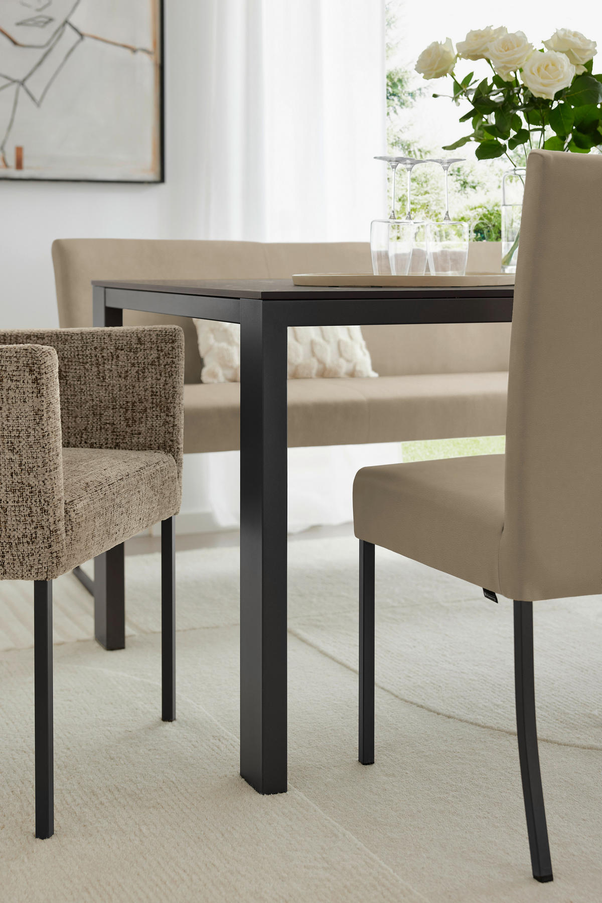 ESSTISCH 200/100/75 cm Nachbildung  Holzwerkstoff in verschiedenen Größen erhältlich, in verschiedenen Holzdekoren erhältlich rechteckig Beigebraun  - Anthrazit/Beigebraun, KONVENTIONELL, Holzwerkstoff/Metall (200/100/75cm) - Musterring