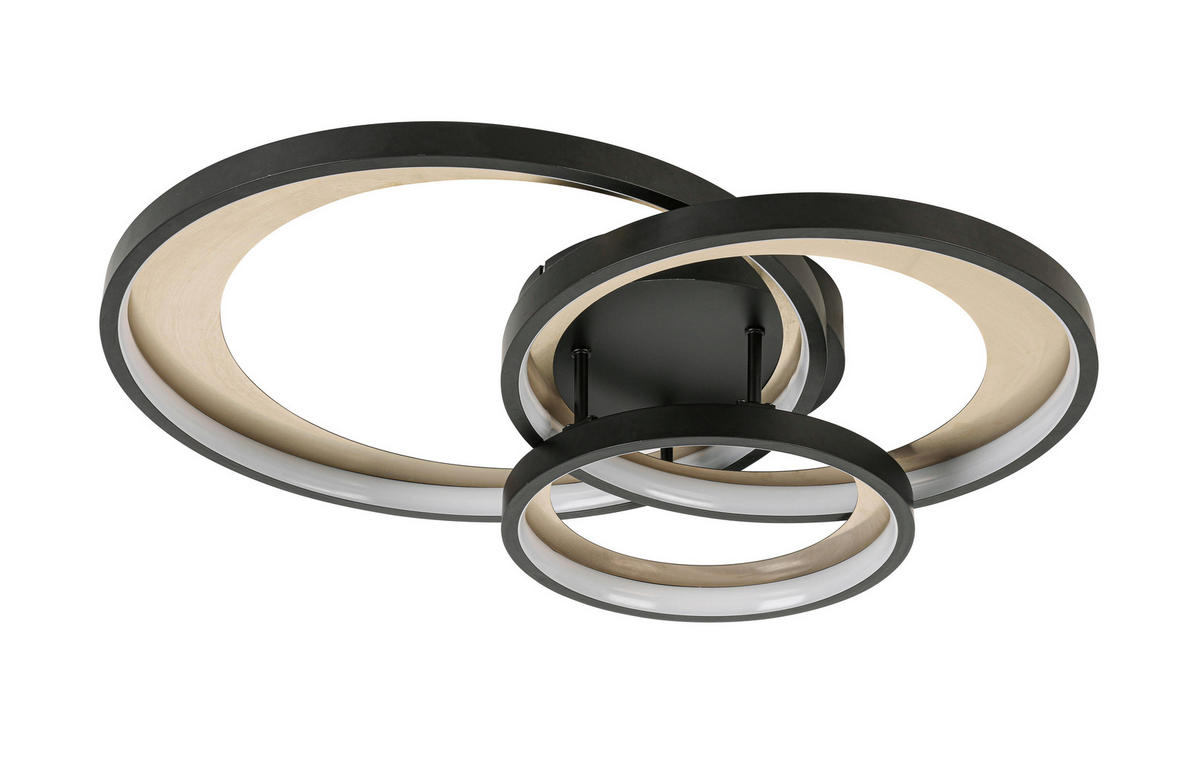 LED-DECKENLEUCHTE 54,2/46,8/11 cm    - Messingfarben/Schwarz, Design, Kunststoff/Metall (54,2/46,8/11cm) - Novel