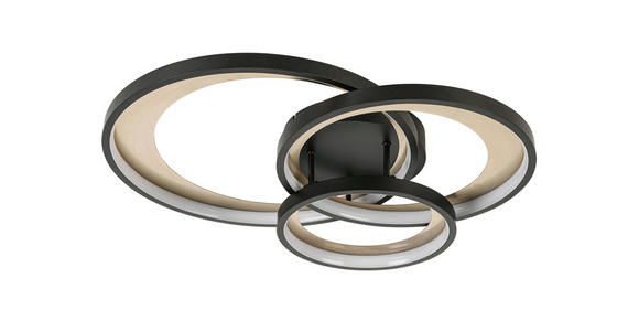 LED-DECKENLEUCHTE 54,2/46,8/11 cm - Messingfarben/Schwarz, Design, Kunststoff/Metall (54,2/46,8/11cm) - Novel