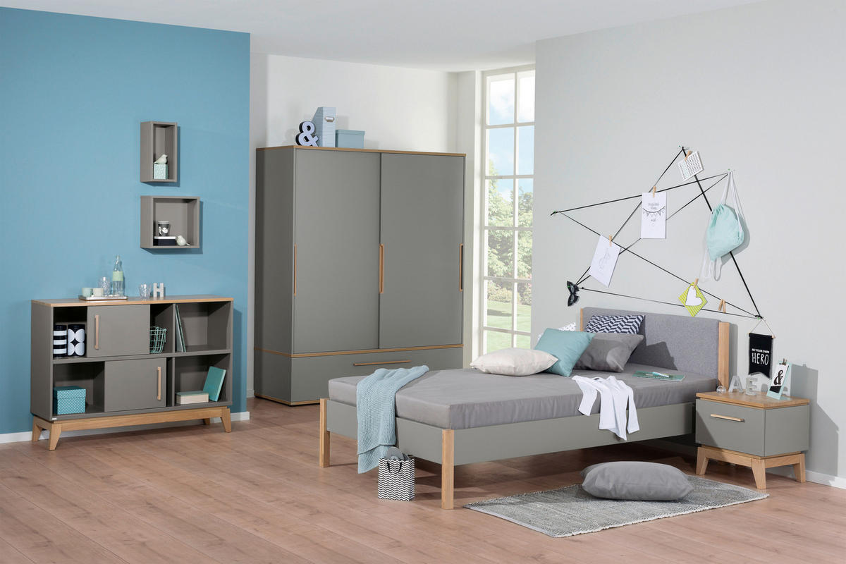  SCHIEBETÜRENSCHRANK 164/200/62 cm 2-türig  - Eichefarben/Grau, Design, Holz/Holzwerkstoff (164/200/62cm) - Paidi