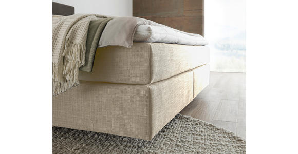 BOXSPRINGBETT 160/200 cm,  in Creme, Topper, Matratzen, H2 + H2 = mittel  - Creme/Schwarz, Design, Kunststoff/Textil (160/200cm) - Dieter Knoll