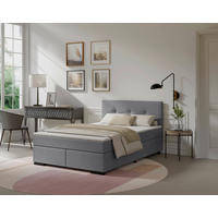 BOXSPRING POSTELJA 220 cm   x 120 cm  , tekstil, karton, les svetlo siva  - črna/svetlo siva, Moderno, karton/umetna masa (120cm) - P & B
